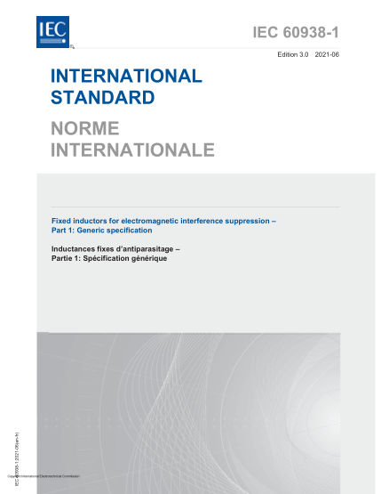 IEC 60938-1-2021Fixed inductors for electromagnetic interference suppression - Part 1: Generic specification