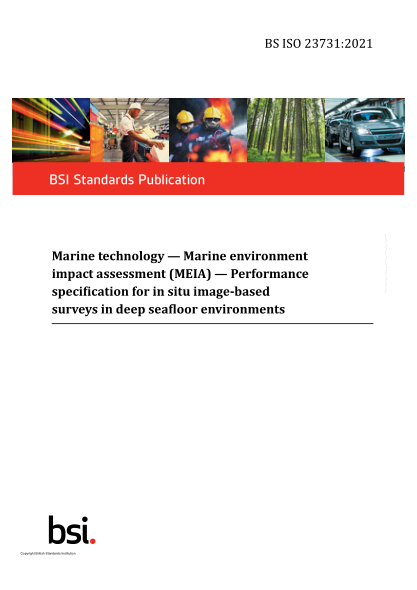 BS ISO 23731-2021Marine technology. Marine environment impact assessment (MEIA). Performance specification for in situ image-based surveys in deep seafloor environments