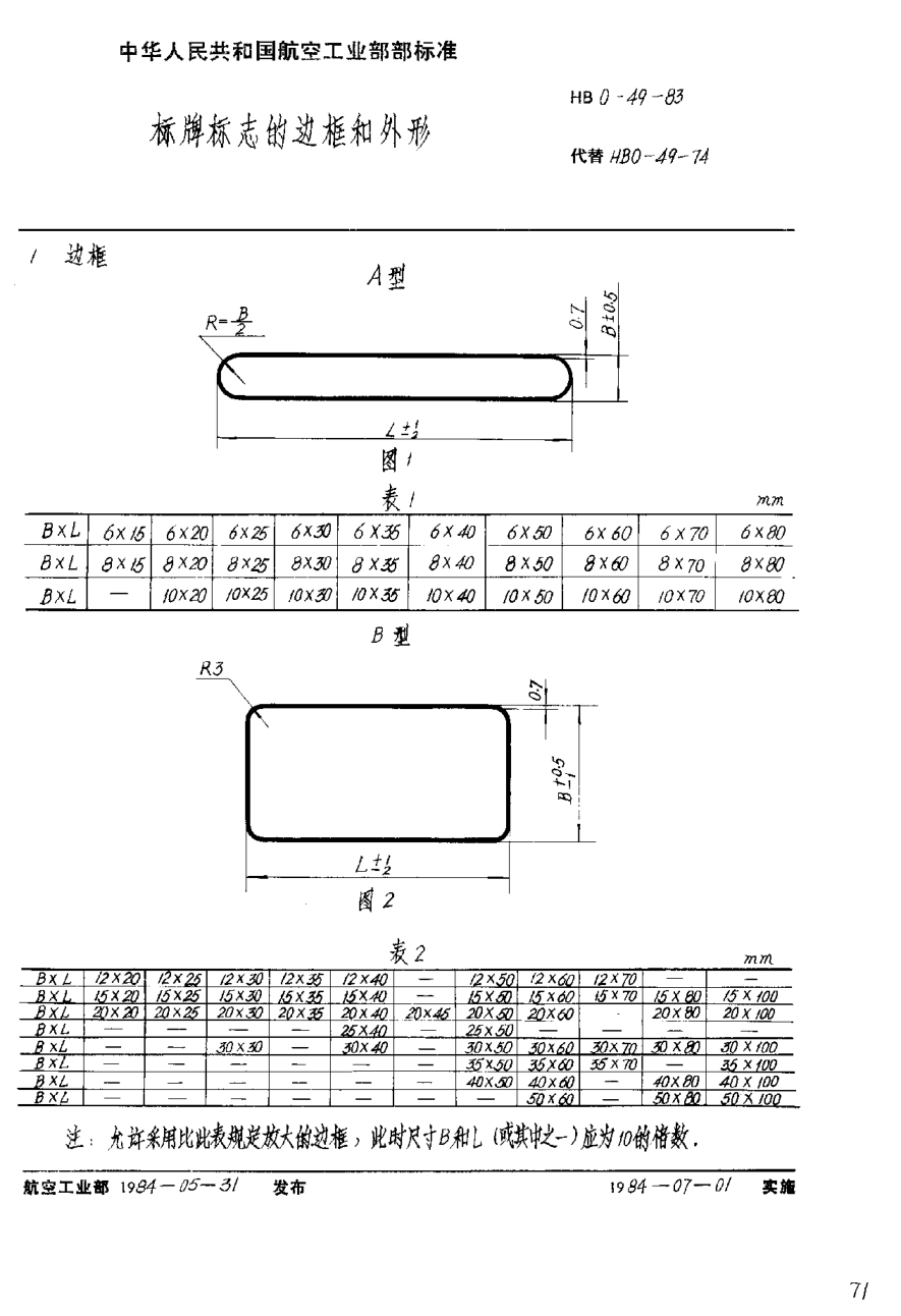 HB 0-49-1983標牌標志的邊框和外形