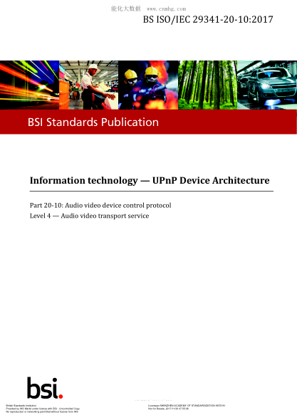 BS ISO/IEC 29341-20-10-2017 Information Technology. Upnp Device Architecture. Audio Video Device Control Protocol. Level 4. Audio Video Transport Service