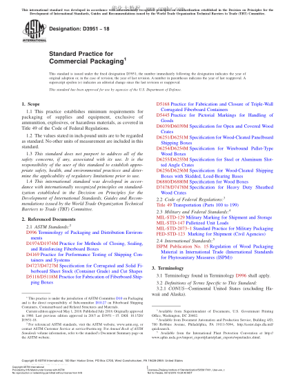 ASTM D3951-2018  Standard Practice for Commercial Packaging