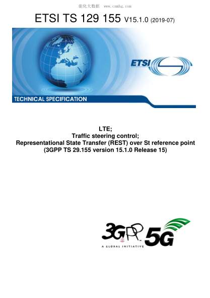 ETSI TS 129 155/3-2019  Lte; Traffic Steering Control; Representational State Transfer (Rest) Over St Reference Point (3Gpp Ts 29.155 Version 15.1.0 Release 15)