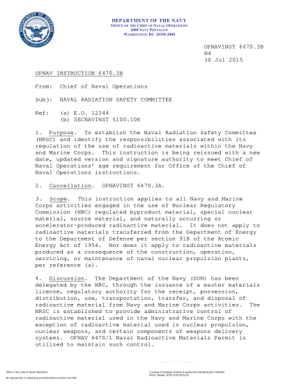 NIDS OPNAV 6470.3B-2015  (N4) Naval Radiation Safety Committee