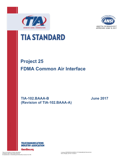 TIA 102.BAAA-B-2017  Project 25 Fdma- Common Air Interface